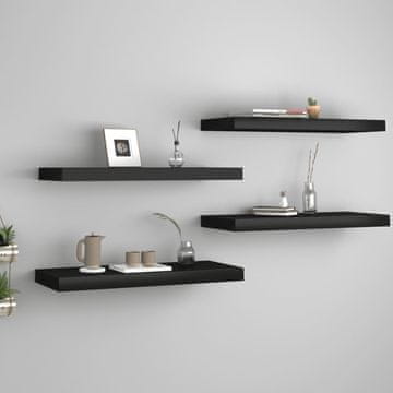 Vidaxl Zidne police, 4 kom, crne, 60 x 23,5 x 3,8 cm, MDF