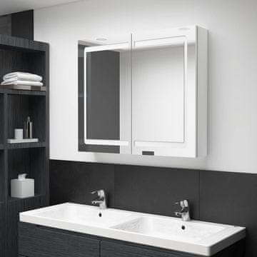 Vidaxl Kupaonski ormarić s ogledalom i LED svjetlom, sjajno bijela, 80x12x68 cm