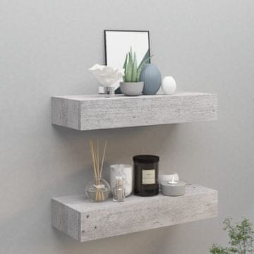Vidaxl Zidne police s ladicama, 2 kom, sive, 60 x 23,5 x 10 cm, MDF