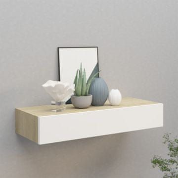 Vidaxl Zidna polica s ladicama hrast i bijela 60 x 23,5 x 10 cm MDF