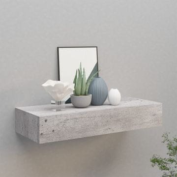 Vidaxl Zidna polica s ladicom, betonsko siva, 60x23,5x10 cm MDF