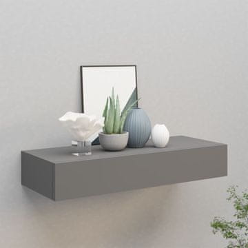 Vidaxl Zidna polica s ladicom siva 60 x 23,5 x 10 cm MDF