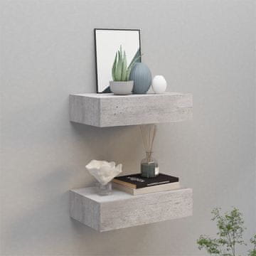 Vidaxl Zidne police s ladicama, 2 kom, sive, 40 x 23,5 x 10 cm, MDF
