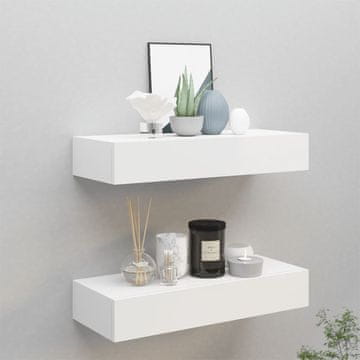 Vidaxl Zidne police s ladicama, 2 kom, bijele, 60 x 23,5 x 10 cm, MDF