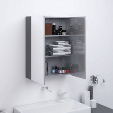 Vidaxl Kupaonski ormarić s ogledalom 60x15x75 cm, MDF, sjajno sivi