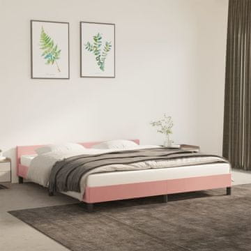 Vidaxl Okvir kreveta s uzglavljem bez madraca roza 160x200 cm baršun