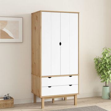 Vidaxl Ormar OTTA smeđa i bijela 76,5x53x172 cm masivni bor