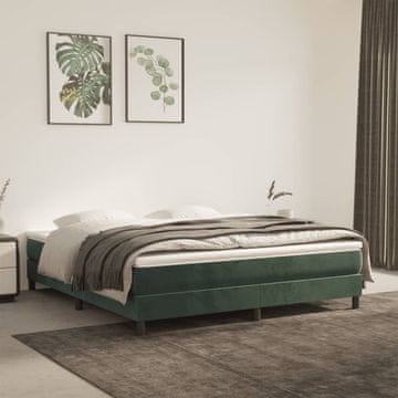 Vidaxl Madrac s džepićastim oprugama tamnozeleni 180x200x20 cm baršun