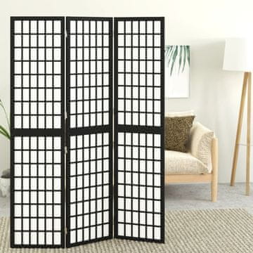 Vidaxl Sklopivi paravan s 3 dijela u japanskom stilu 120 x 170 cm crne boje