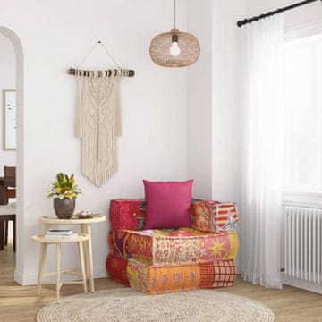 Vidaxl Modularni puf s patchwork jastucima, tkanina