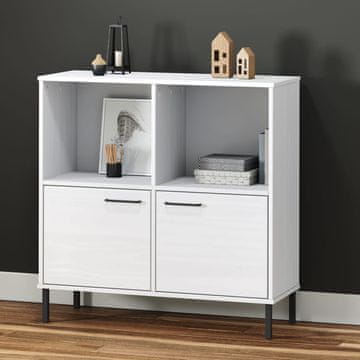 Vidaxl OSLO Polica s metalnim nogama Bijela 90x35x90,5 cm Puno drvo