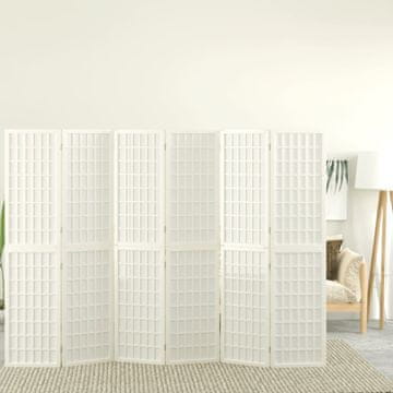Vidaxl Sklopivi paravan 6 panela japanski stil 240x170 cm bijeli