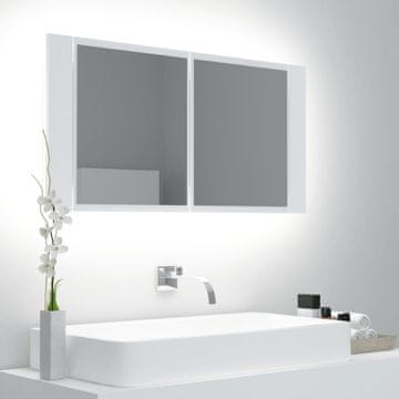 Vidaxl Kupaonski ormarić s ogledalom i LED svjetlom, bijeli, 90x12x45 cm