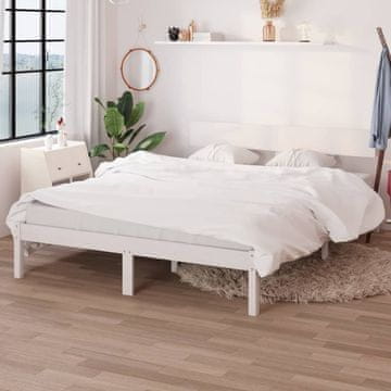 Vidaxl Okvir za krevet Bijeli Masivni borov drvo 140 x 200 cm