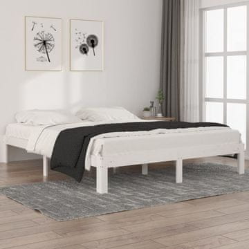 Vidaxl Okvir za krevet Bijeli Masivni borov drvo 160 x 200 cm