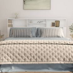 Vidaxl Uzglavlje s ormarićem visoki sjaj bijelo 200 x 19 x 103,5 cm