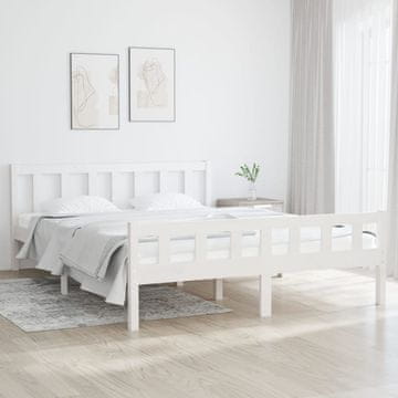 Vidaxl Okvir za krevet Bijeli Masivni borov drvo 150x200 cm