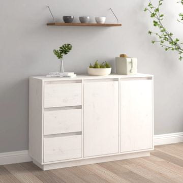 Vidaxl Ormarić Bijeli 111x34x75 cm Masivni borov drvo