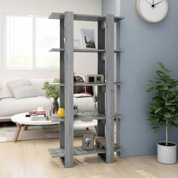 Vidaxl Polica za knjige/Pregrada, siva sonoma hrast, 80x30x160 cm