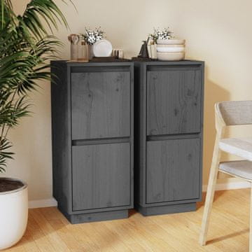 Vidaxl Ormarići, 2 kom, sivi, 31,5 x 34 x 75 cm, masivno borovo drvo
