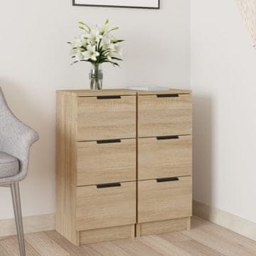 Vidaxl Komoda s ladicama, 2 kom, Sonoma hrast, 30x30x70 cm, materijal na bazi drva