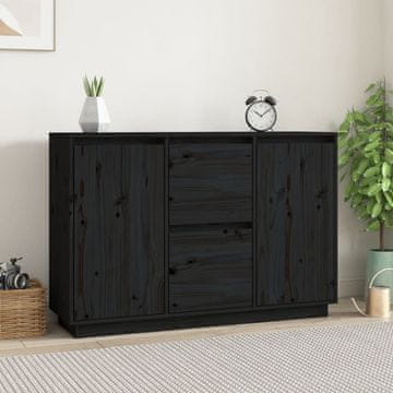 Vidaxl Komoda s ladicama, crna, 111 x 34 x 75 cm, borovina