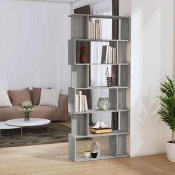 Vidaxl Polica za knjige/Pregrada, siva sonoma hrast, 80x24x192 cm