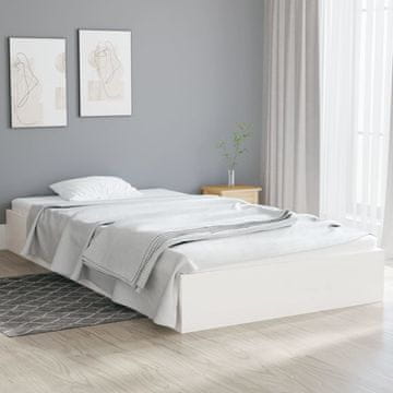 Vidaxl Okvir za krevet Bijeli Masivni Drveni 90 x 200 cm