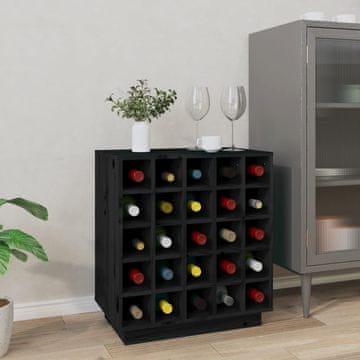 Vidaxl Vinski ormarić crni 55,5 x 34 x 61 cm masivni borov drvo