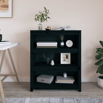 Vidaxl Biblioteka crna 80x35x97 cm masivno borovo drvo
