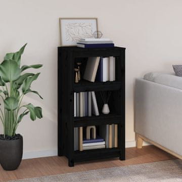 Vidaxl Biblioteka crna 50x35x97 cm masivno borovo drvo