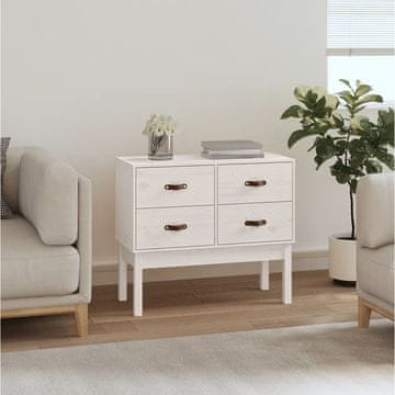 Vidaxl Komoda s ladicama, bijela, 90x40x78 cm, masivno borovo drvo