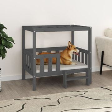 Vidaxl Krevet za pse, sivi, 95,5 x 73,5 x 90 cm, masivni borov drvo