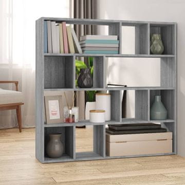 Vidaxl Polica za knjige/Pregrada, siva sonoma hrast, 105x24x102 cm