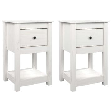 Vidaxl Noćni ormarići 2 kom bijeli 40x35x61,5 cm od masivne borovine