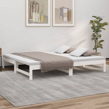 Vidaxl Produžni krevet, bijeli, 2x (75x190) cm, masivni borov drvo