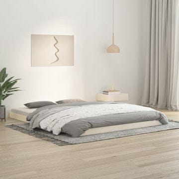 Vidaxl Okvir za krevet Bijeli 150x200 cm King Size Masivni borov drvo