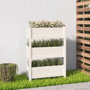 Vidaxl Žabica za biljke, bijela, 77x25x104,5 cm, masivno borovo drvo