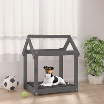 Vidaxl Krevet za pse, sivi, 61x50x70 cm, masivni borov drvo