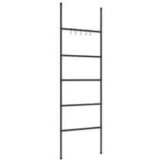 Vidaxl Ljestve za vješalicu za ručnike s 5 razina crne 58x175 cm željezne