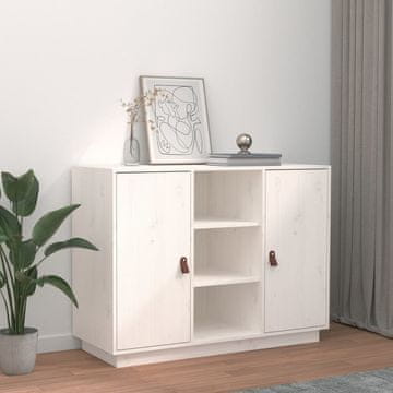 Vidaxl Komoda s ladicama, bijela, 100x40x75 cm, masivno borovo drvo