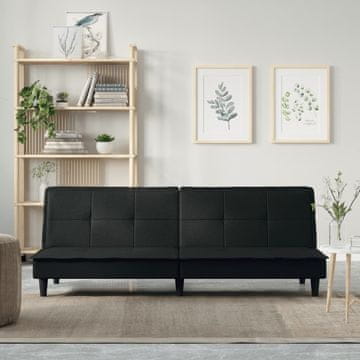 Vidaxl Sklopiva sofa na razvlačenje, crna, presvučena tkaninom