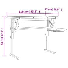Vidaxl Radni stol za crtanje, crno-sivi, 110x53x(58-87) cm