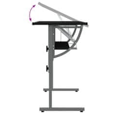 Vidaxl Radni stol za crtanje, crno-sivi, 110x53x(58-87) cm