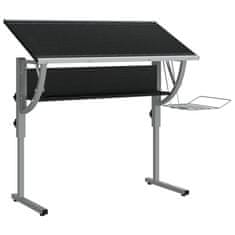 Vidaxl Radni stol za crtanje, crno-sivi, 110x53x(58-87) cm