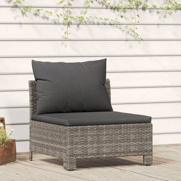 Vidaxl Sofa s jastukom, siva, PE ratan