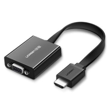Ugreen HDMI - VGA micro USB AUX audio 3,5 mm mini priključak adapter crni