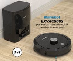 Mamibot EXVAC900S robot usisavač sa stanicom, 3u1 hibrid, 4000Pa, LDS 5.0, WiFi, CRAFT Y stanica, crna