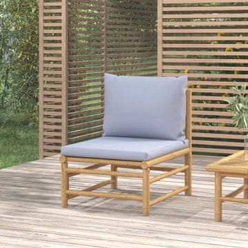 Vidaxl Bambusova vrtna sofa sa svijetlosivim jastucima