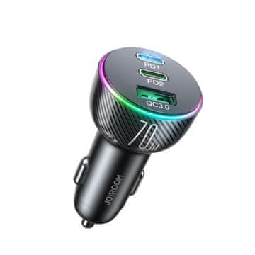 Joyroom JR-CL26 auto punjač 2x USB-C / USB 70W, crno